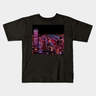 City at Night Cyperpunk/Vaporwave/Neon Inspired Art Kids T-Shirt